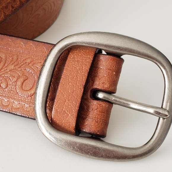 Vintage Genuine Leather With Boho Print Belt - Picture 2 of 6